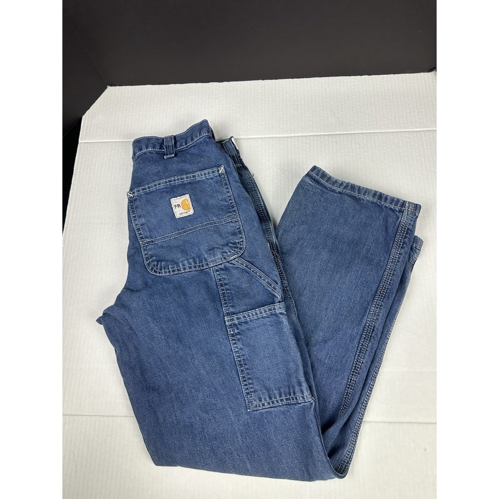 Carhartt FR Flame Resistant Carpenter Work Jeans Men 28x30 Blue Denim (290-83)